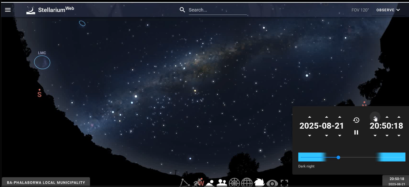 stellarium milky way at Mopani camp stellarium milky way at Mopani camp