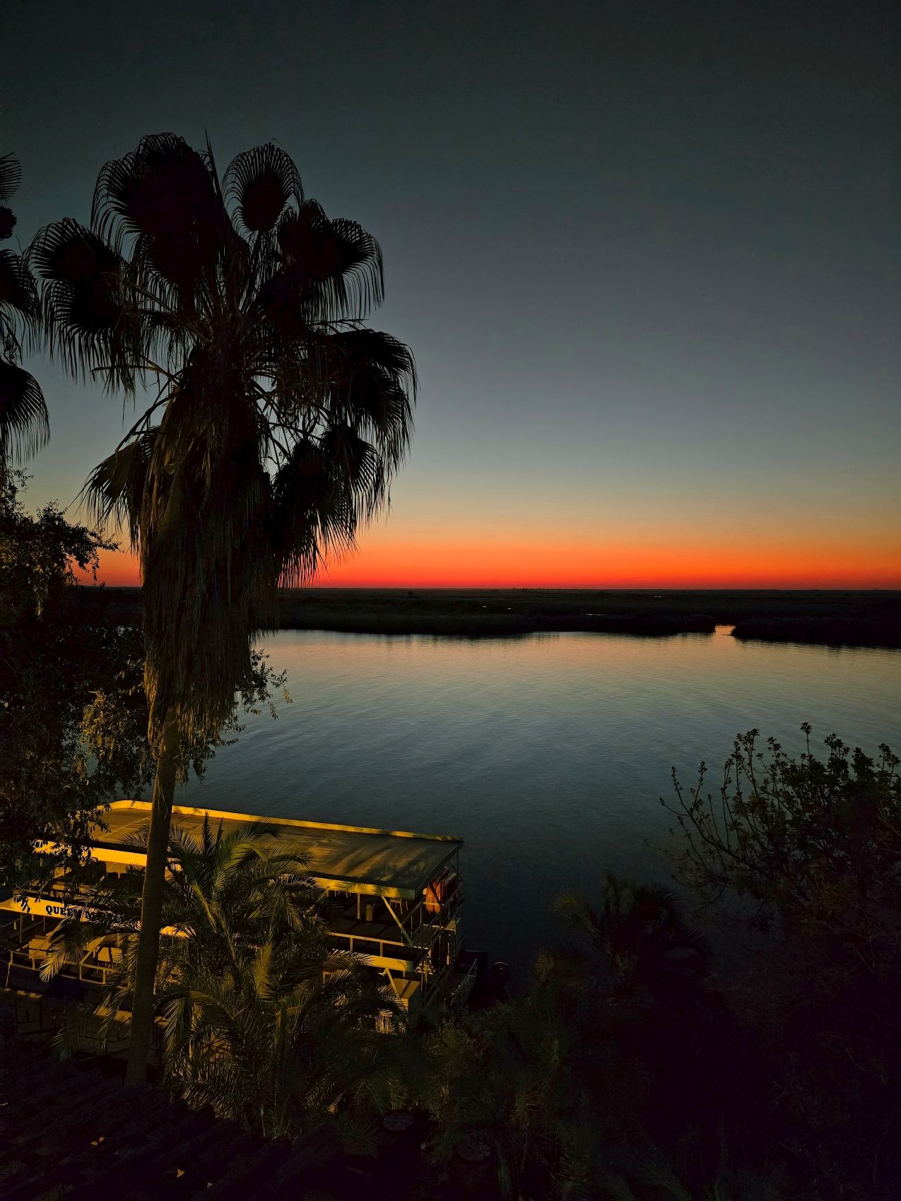 the palms trees at sunset image taken from Cresta Mowana Lodge
